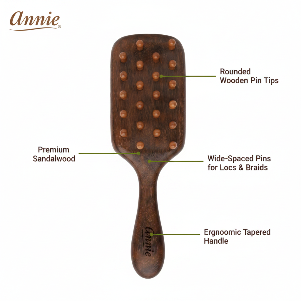 Annie Loc & Braid Paddle Brush Rectangle, 1 Count, Sandalwood