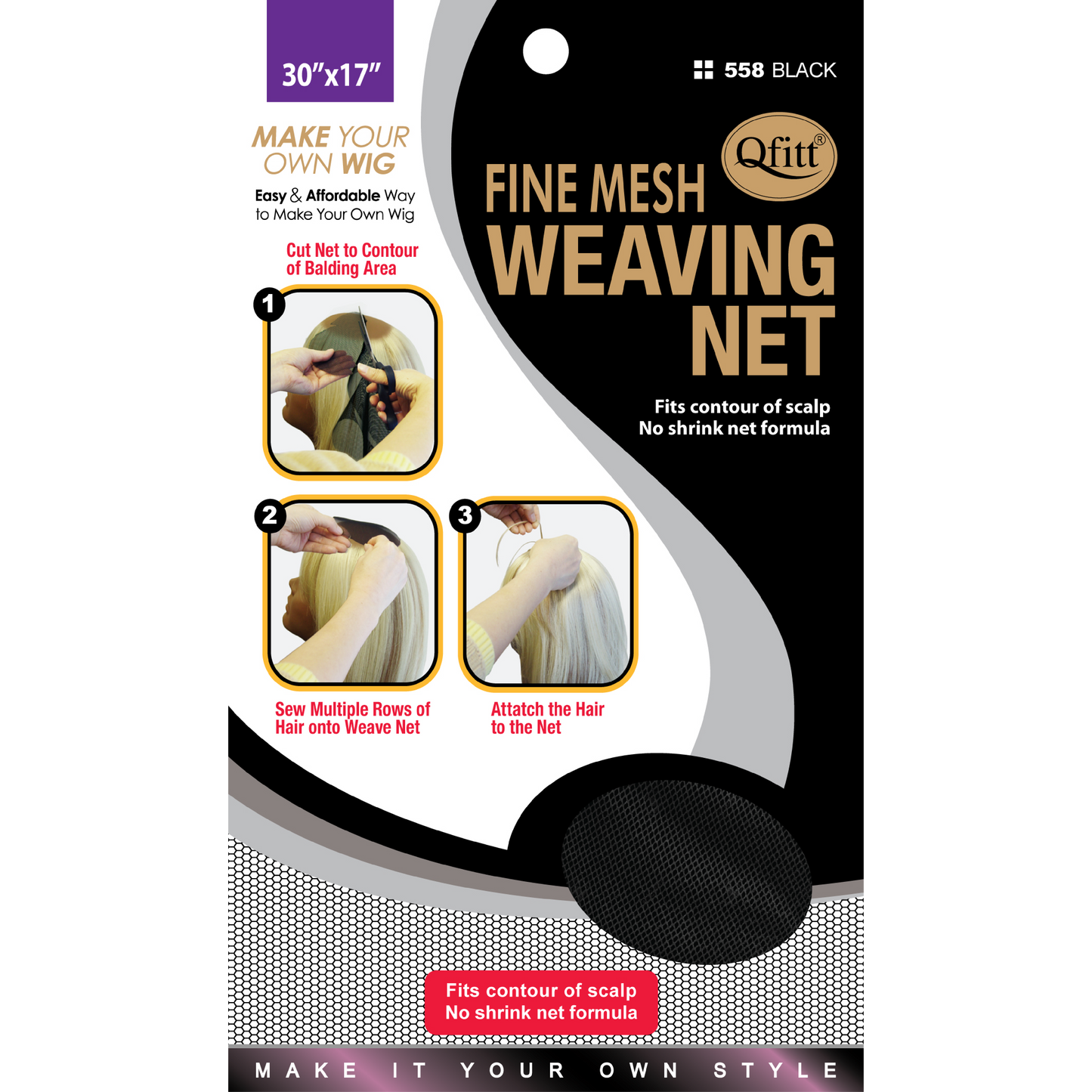 Qfitt Fine Mesh Weaving Net #558 Black