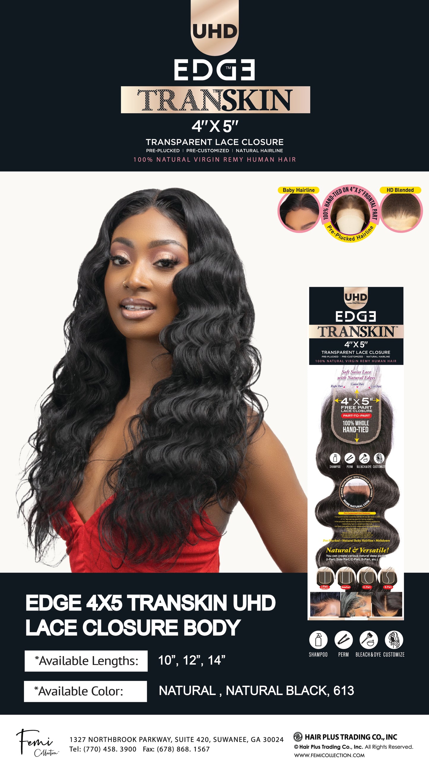 EDGE 4X5 Transkin UHD Lace Closure Body