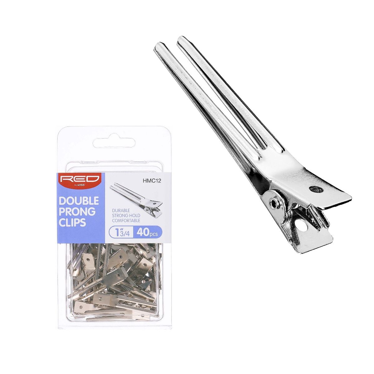 RED 1 3/4' DOUBLE PRONG CLIPS 40 PCS