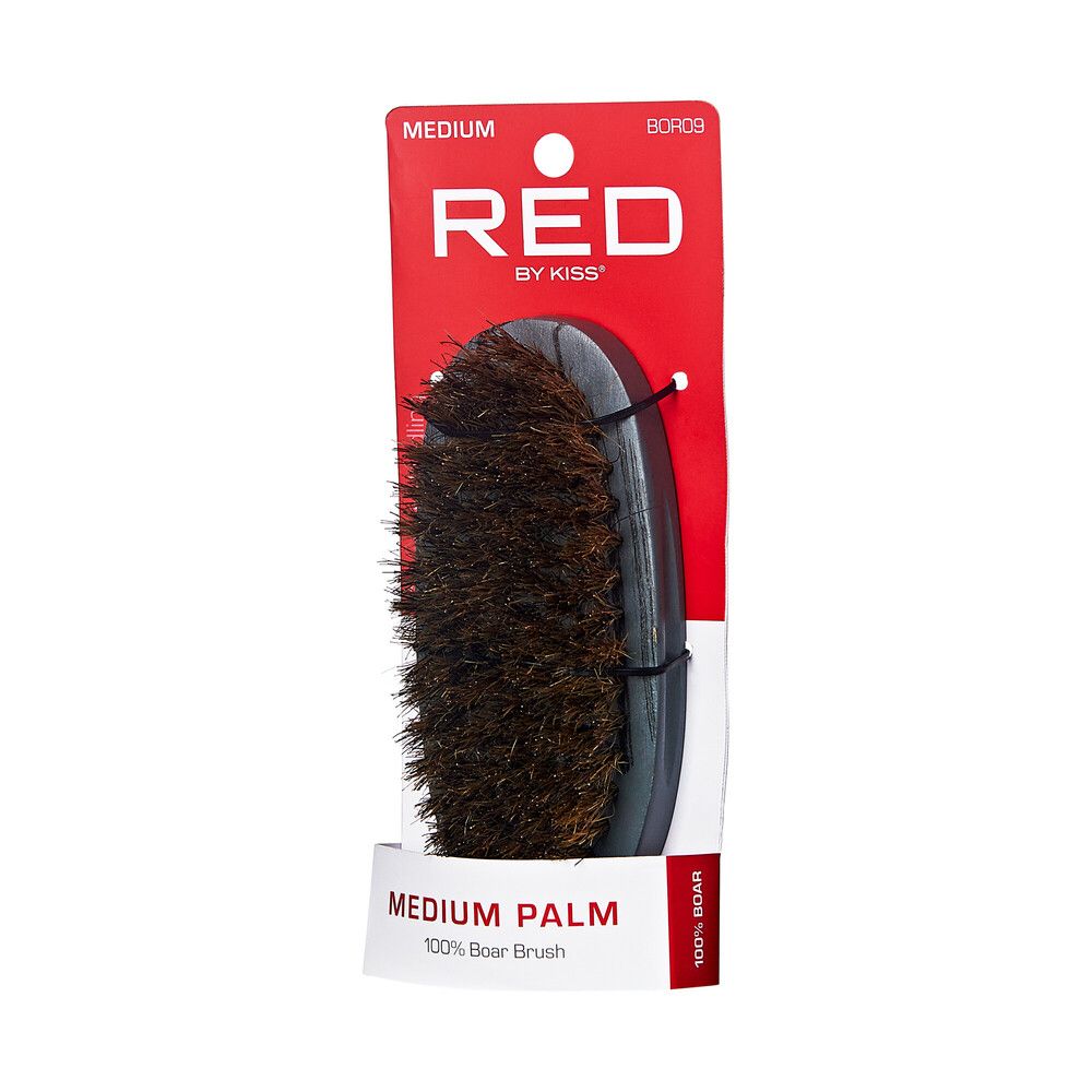 Red Professional 100% Boar Medium Palm Brush