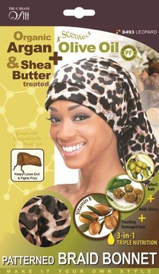 ORGANIC ARGAN+OLIVE OIL PATTERNED BRAID BONNET