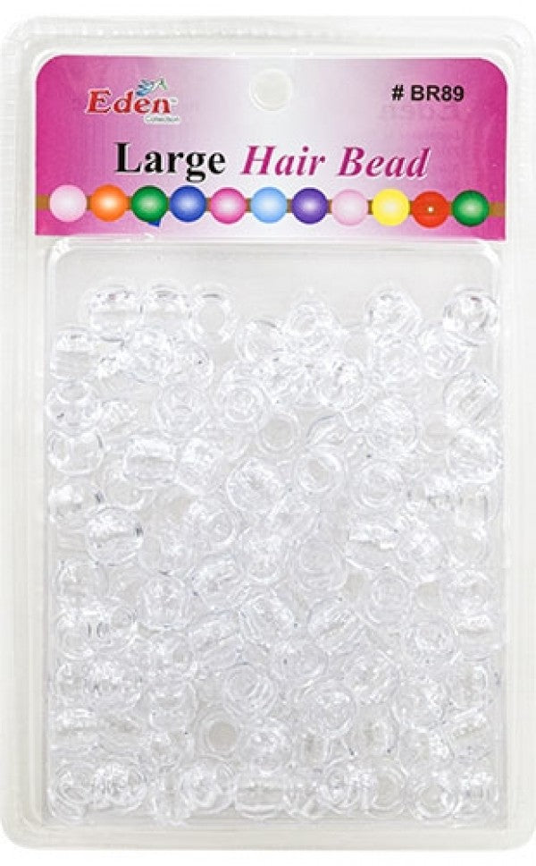 Eden Large Hair Beads - Round Clear Jumbo Pack #BR89
