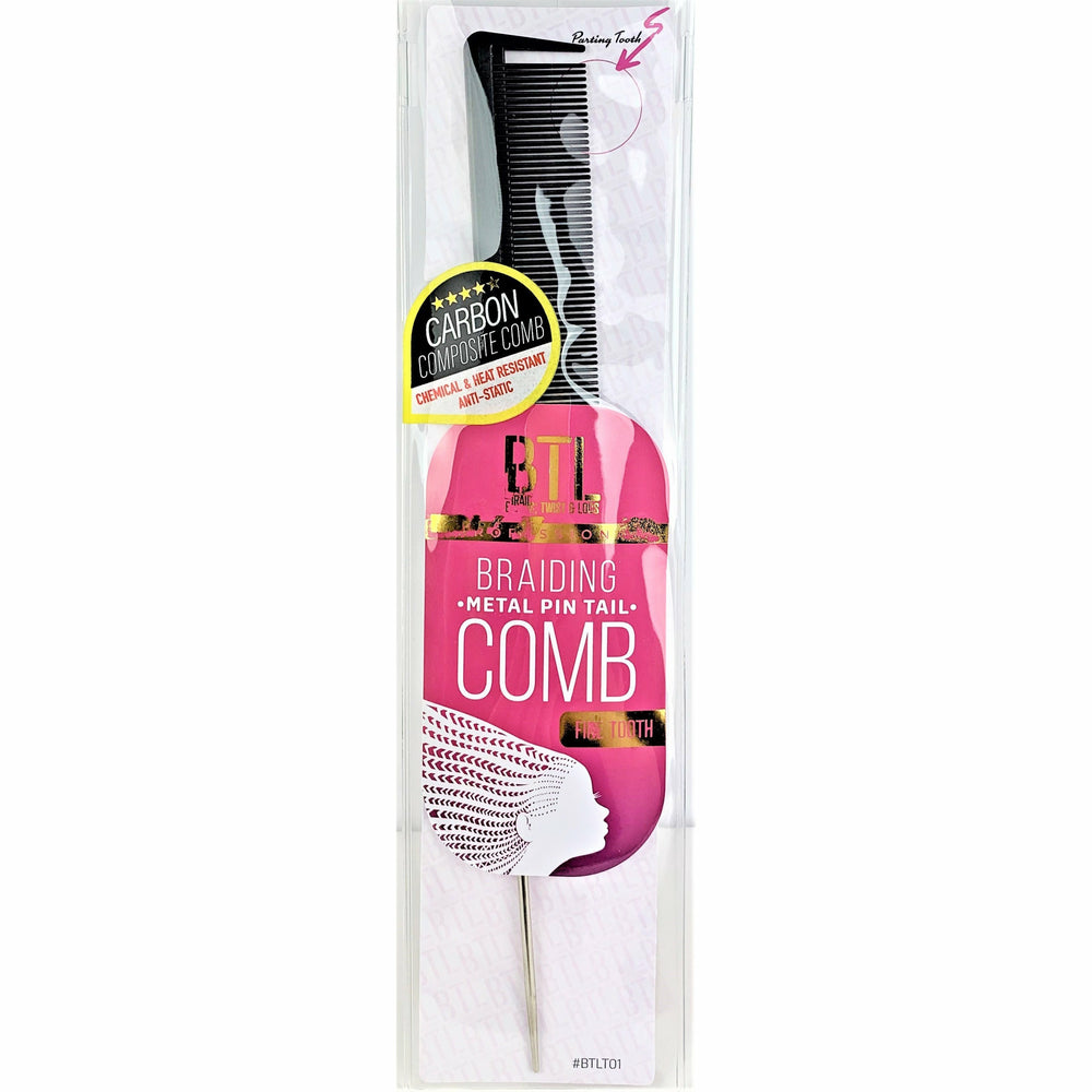 BTL Braiding Metal Pin Tail Carbon Comb
