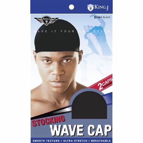 M & M STOCKING WAVE CAP BLACK (2PC/PK)