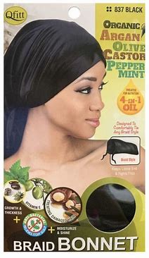 ORGANIC ARGAN+OLIVE OIL PATTERNED BRAID BONNET 836 (Assort)