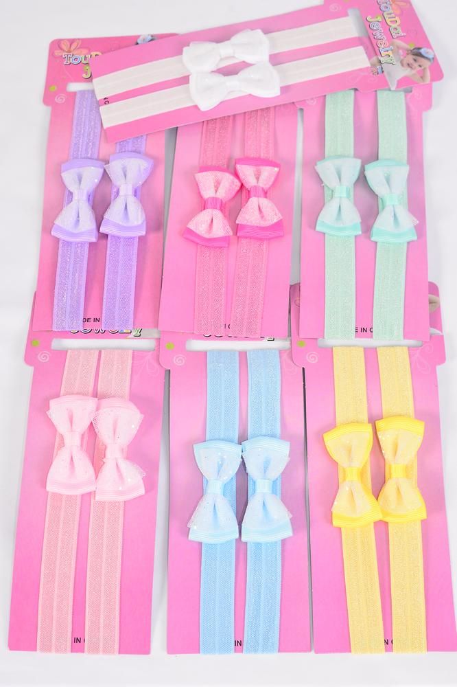 Elastic Headband Small Double Layered Bow Grosgrain Bowtie