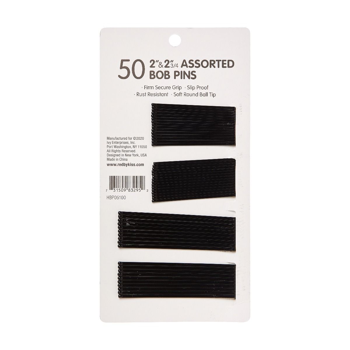 Red Bob Assort Pins 2' & 2 3/4' 50CT BLK