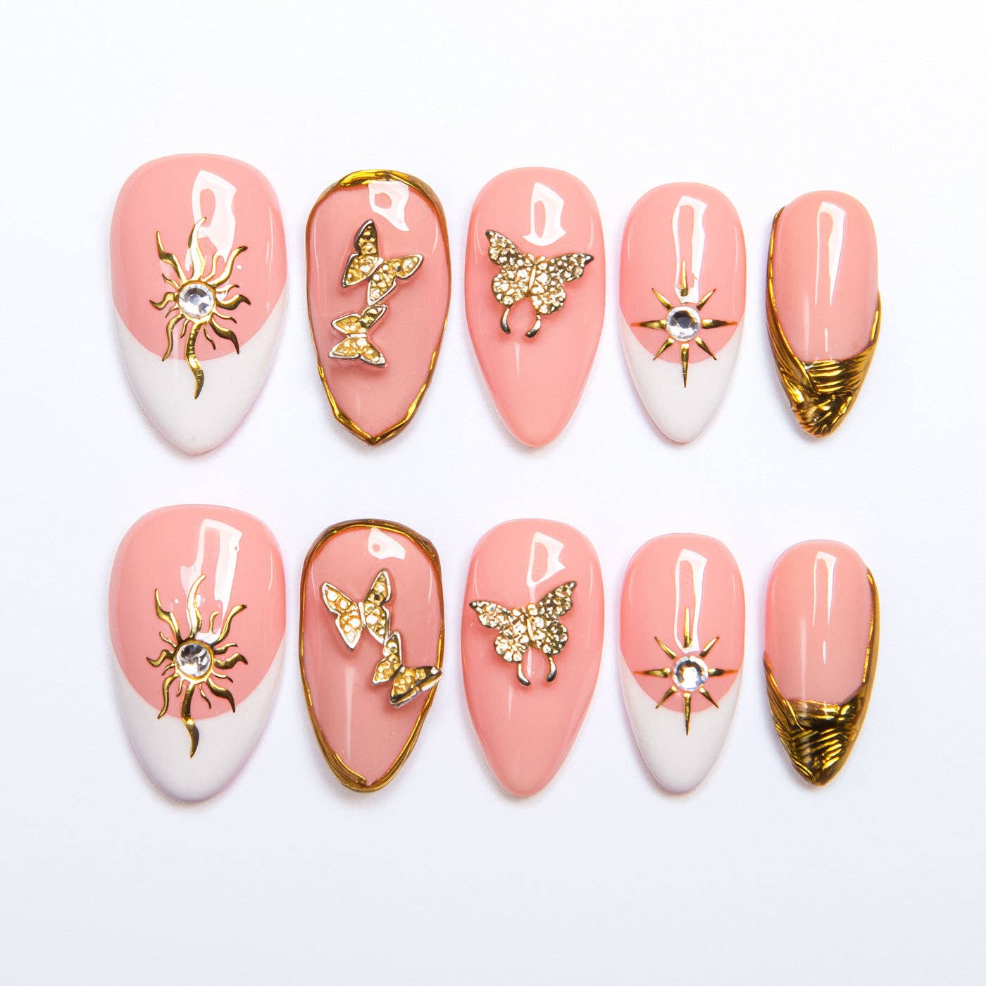 LOVFUL Queen's Gambit Handmade Reusable Full Cover Press on Nails H293: M / Regular / Almond