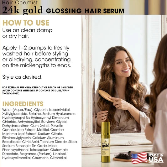 HAIR CHEMIST
Hair Chemist 24k Gold Glossing Hair Serum 3 oz.