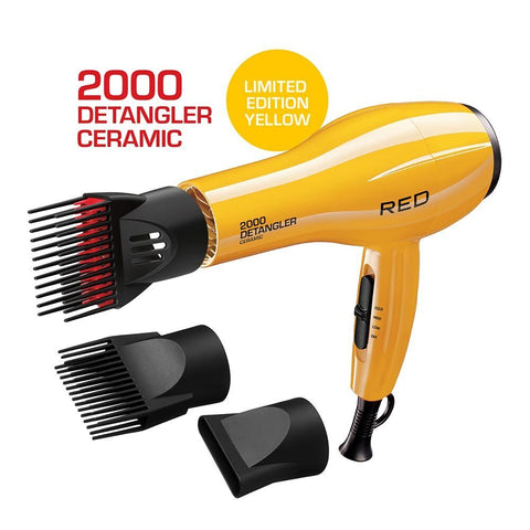 2000 Detangler Ceramic Blow Dryer (Limited Edition Yellow Color) Red by Kiss