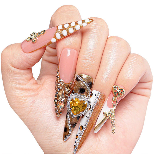 LOVFUL Handmade Reusable Full Cover Press on Nails H259: L / Mid Length / Stiletto