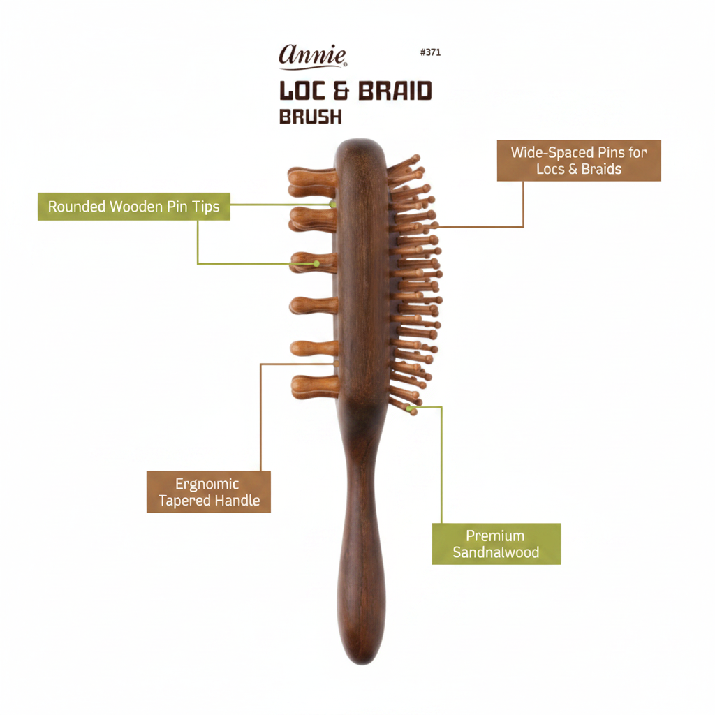 Annie Loc & Braid 2 in 1 Brush Rectangle, 1 Count, Sandalwood