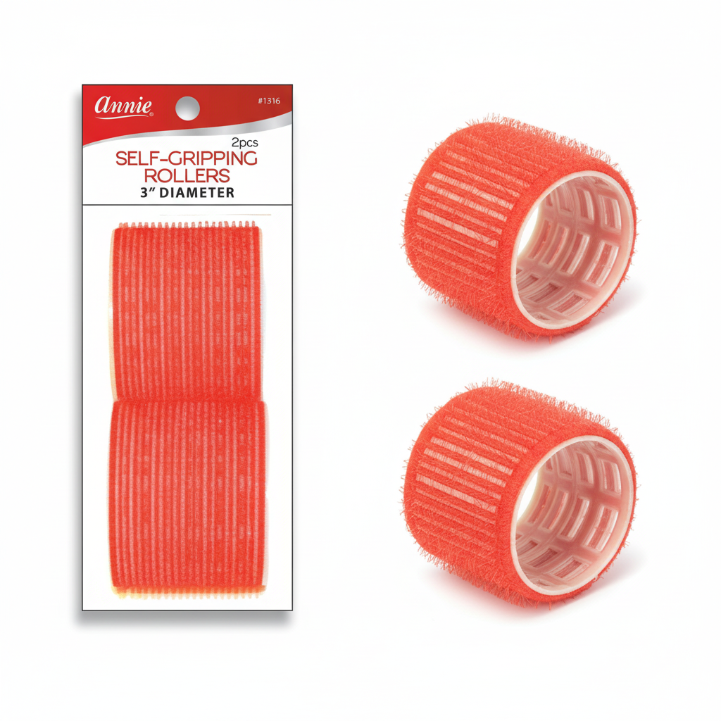 Annie Self-Gripping Rollers 3 Inch, 2 Count, Red