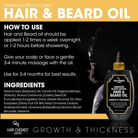 Hair Chemist Growth & Thickness Jamaican Black Castor Hair & Beard Oil 8 oz