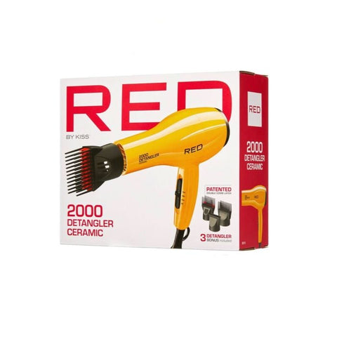 2000 Detangler Ceramic Blow Dryer (Limited Edition Yellow Color) Red by Kiss