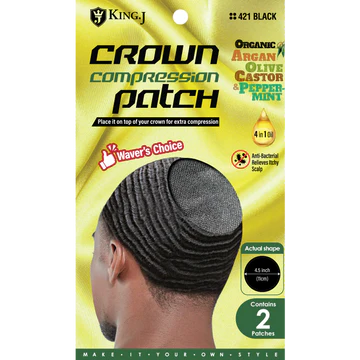 King.J Crown Patch 360 Waver's Compression 2pcs 4.5" Black #421