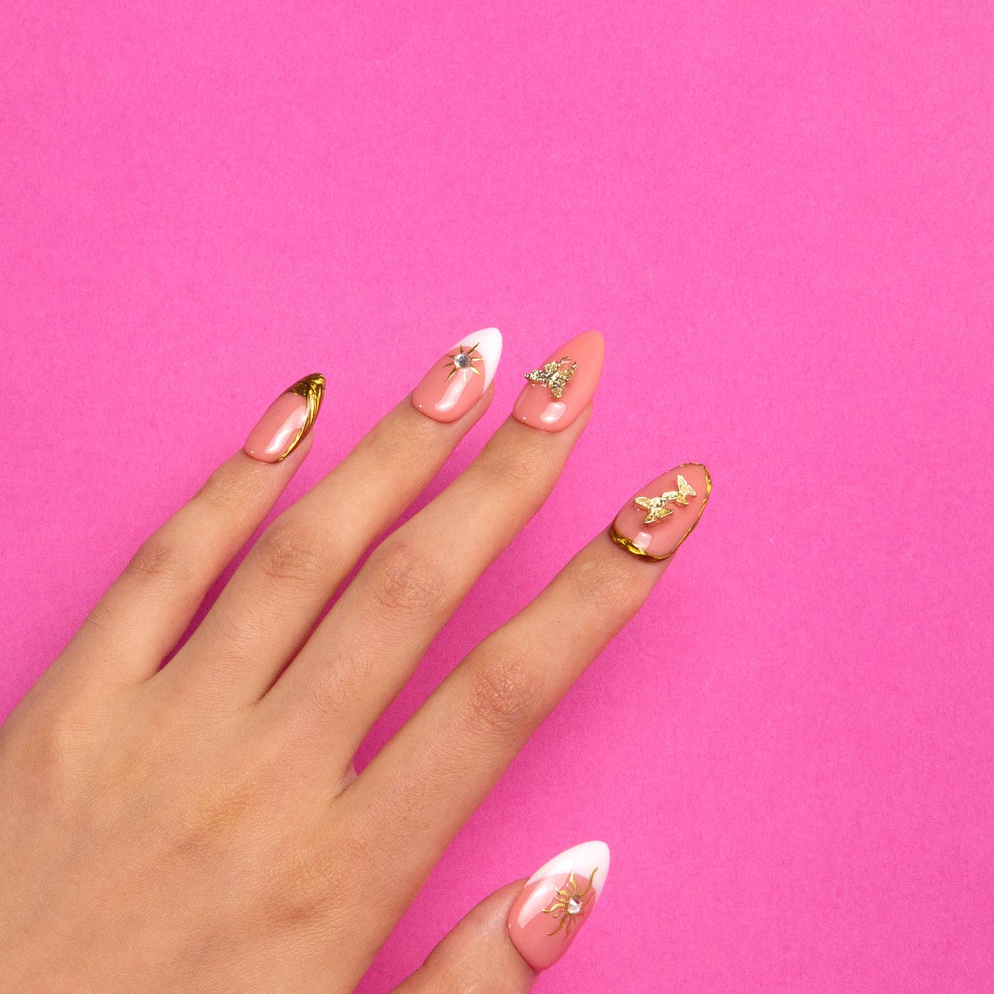 LOVFUL Queen's Gambit Handmade Reusable Full Cover Press on Nails H293: M / Regular / Almond