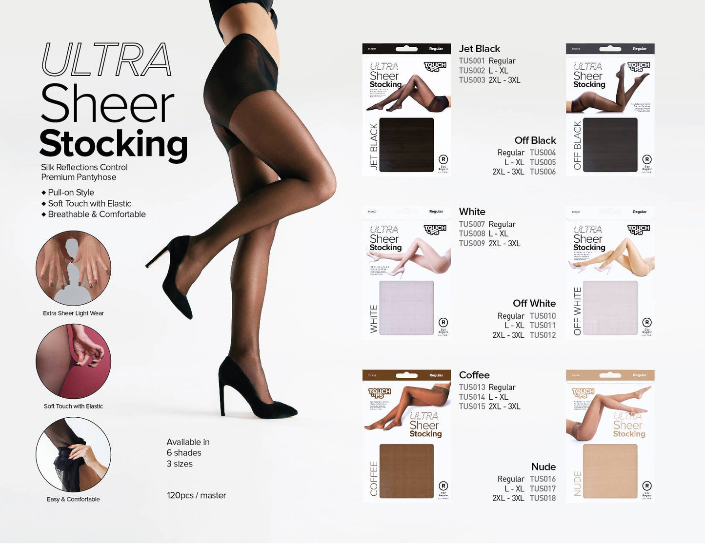 Touch Ups Ultra Sheer Stocking: Off Black - 2XL-3XL