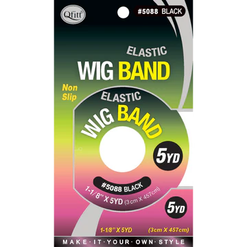 QFITT ELASTIC WIG BAND ROLL 5YD Black #5088