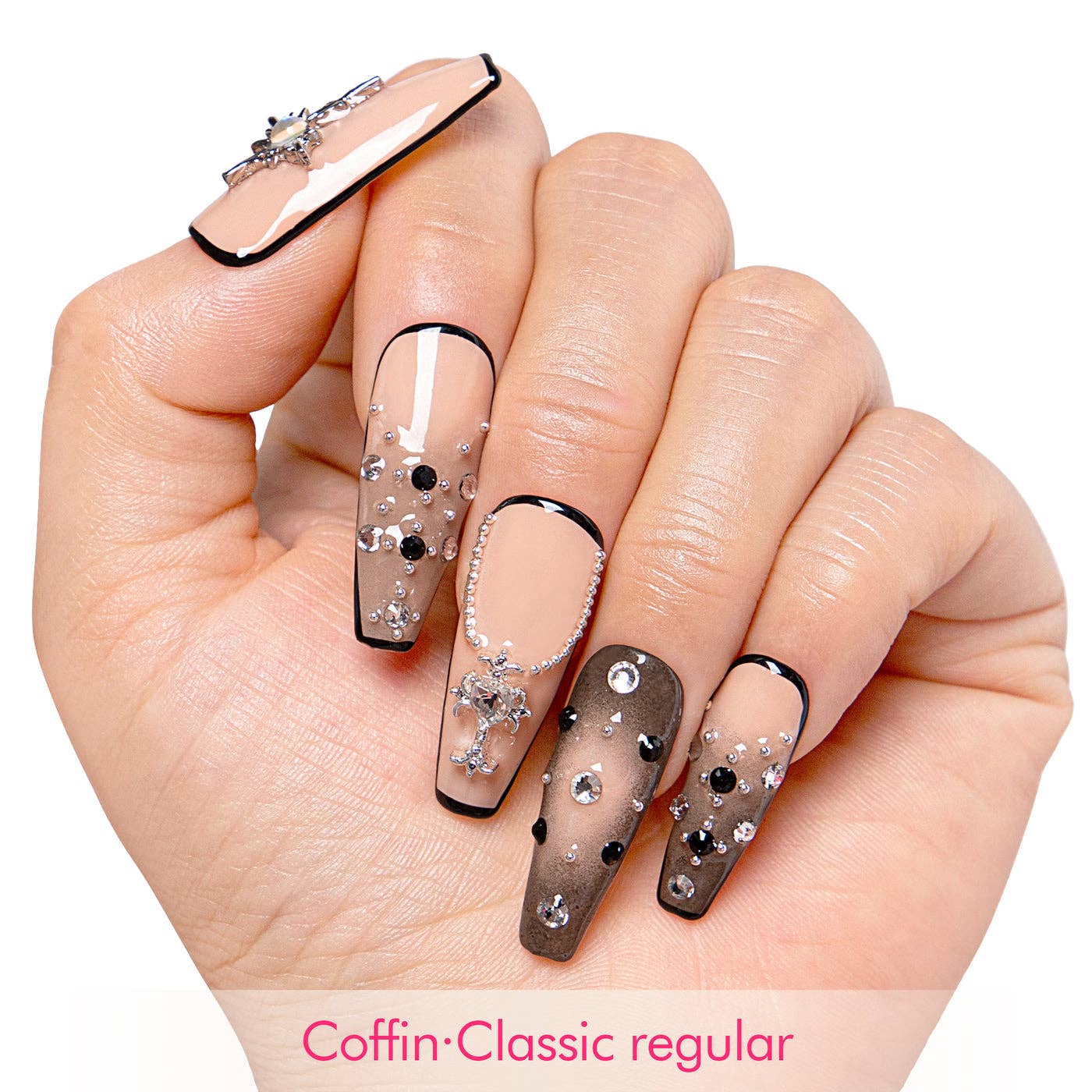 LOVFUL Handmade Reusable Full Cover Press on Nails H480: S / Classic / Coffin