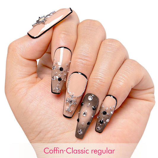 LOVFUL Handmade Reusable Full Cover Press on Nails H480: S / Classic / Coffin