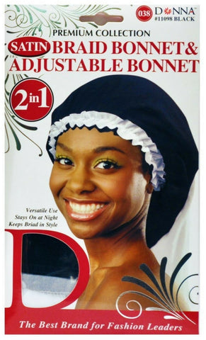 Donna Braid Bonnet & Adjustable Bonnet 2 In 1 Black #11098