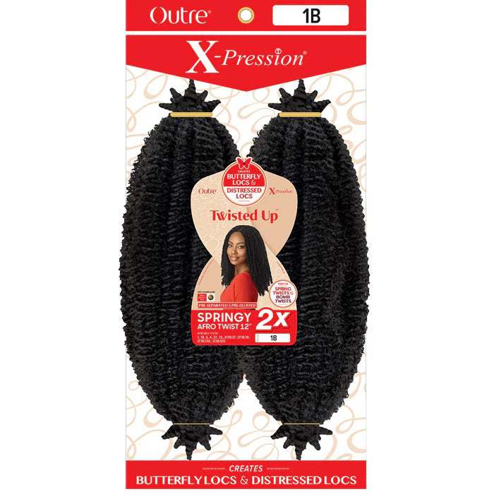 Outre X-Pression Twisted Up Crochet Braid - 2X SPRINGY AFRO TWIST 12”