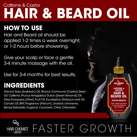 Hair Chemist Caffeine & Castor Faster Growth Hair & Beard Oil 8 oz.
