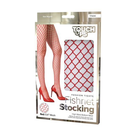 TouchUps - Fishnet Stocking  | Red 0.4": TFN044 Red Large Mesh 0.4" Regular (1 PC)