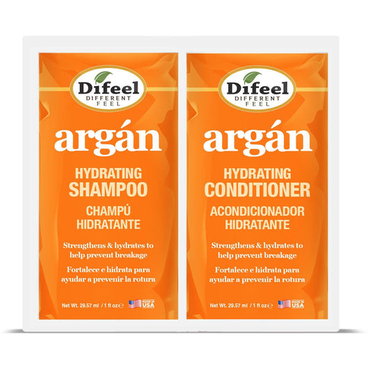 Difeel Argan Hydrating Shampoo & Conditioner Dual Packet 2 oz