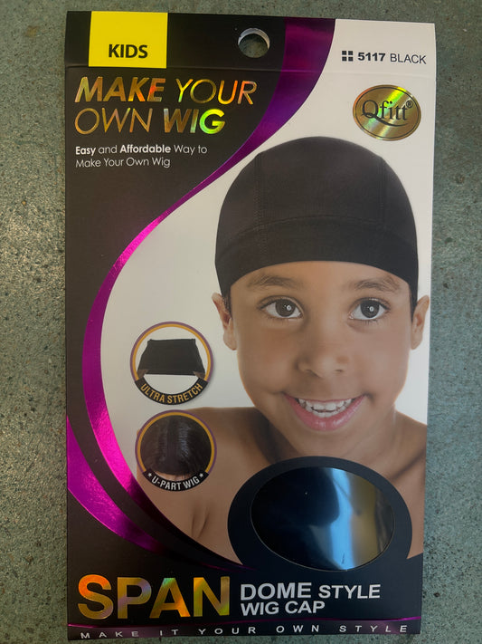 KIDS SPANDEX DOME STYLE WIG CAP 5117 Black