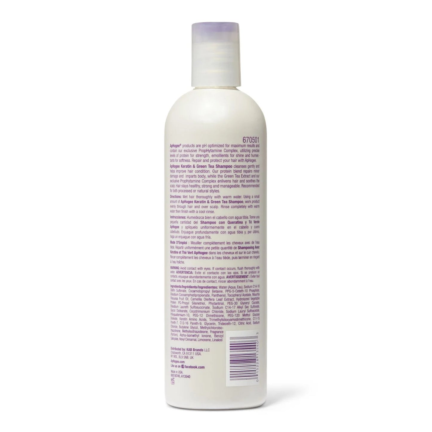 Aphogee Keratin & Green Tea Shampoo 12 oz