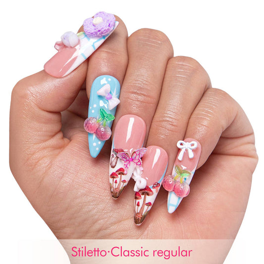 LOVFUL Secret Garden Handmade Reusable Full Cover Press on Nails H265: M / Classic / Stiletto