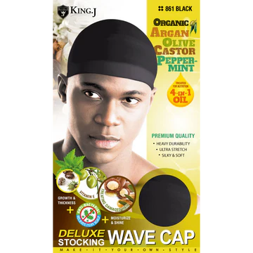 KING J ORGANIC WAVE CAP 861 Black