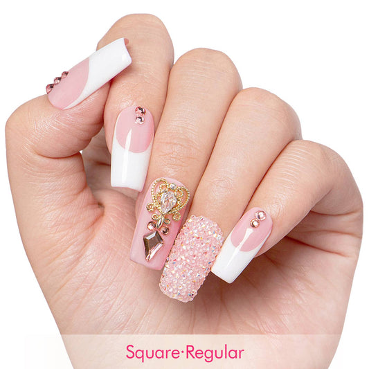 LOVFUL Sweet Elegance Handmade Reusable Full Cover Press on Nails H34: S / Regular / Square