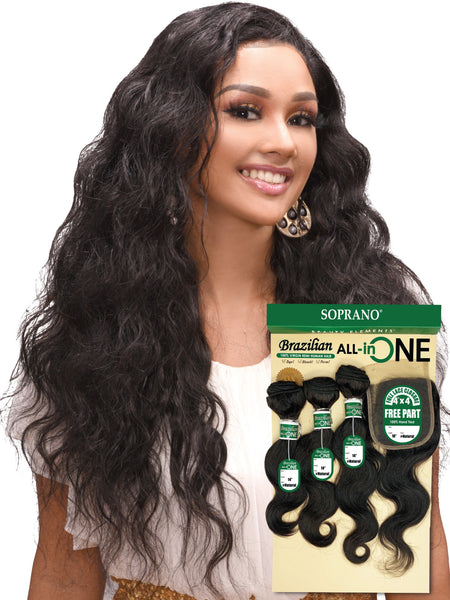 Soprano Human Hair Brazilian 4X4 All In One  -NATURAL