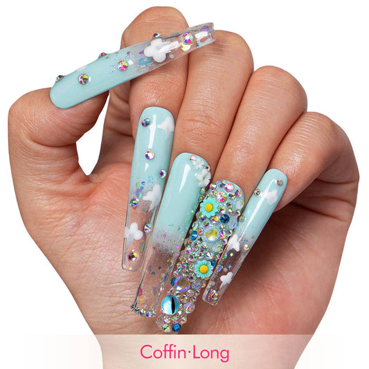 LOVFUL Stellar Haze Handmade Reusable Full Cover Press on Nails H316: M / Long / Coffin