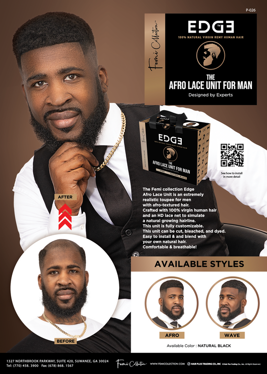 EDGE Afro Men Lace Unit (Natural Black)