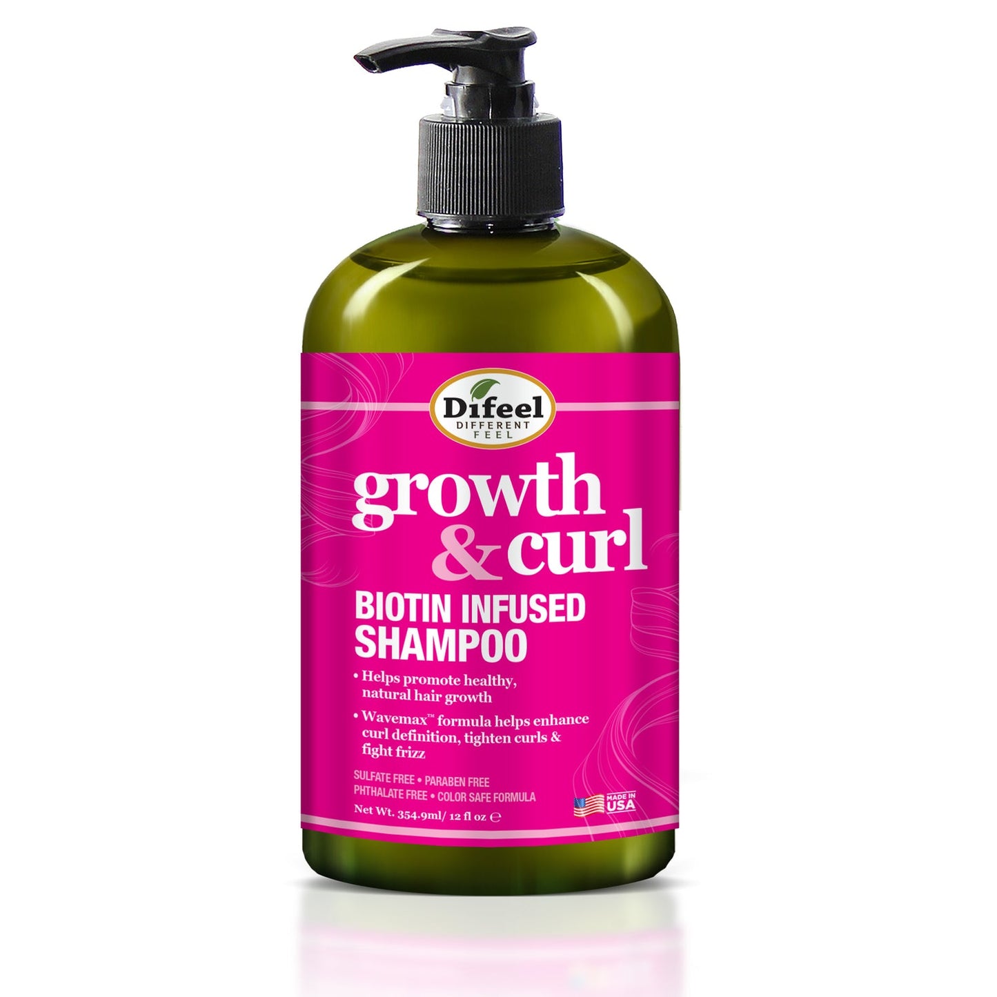 Difeel Growth And Curl Biotin Infused Shampoo 12 OZ.