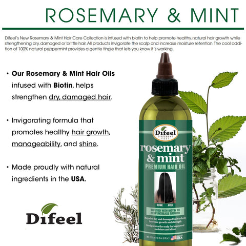 Difeel Rosemary & Mint Hair Oil 8oz