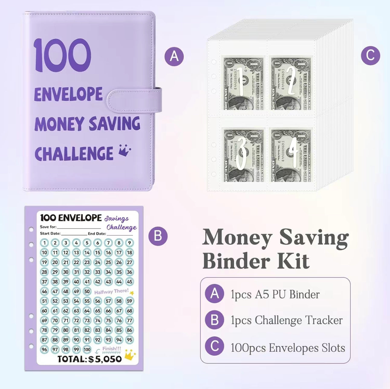 100 Envelopes Saving Challenge Binder