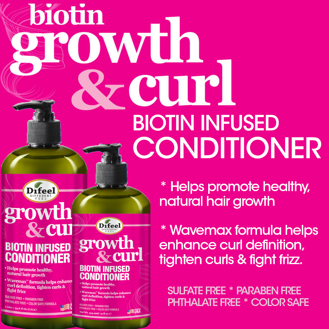 Difeel Growth & Curl Biotin Infused Conditioner 12oz