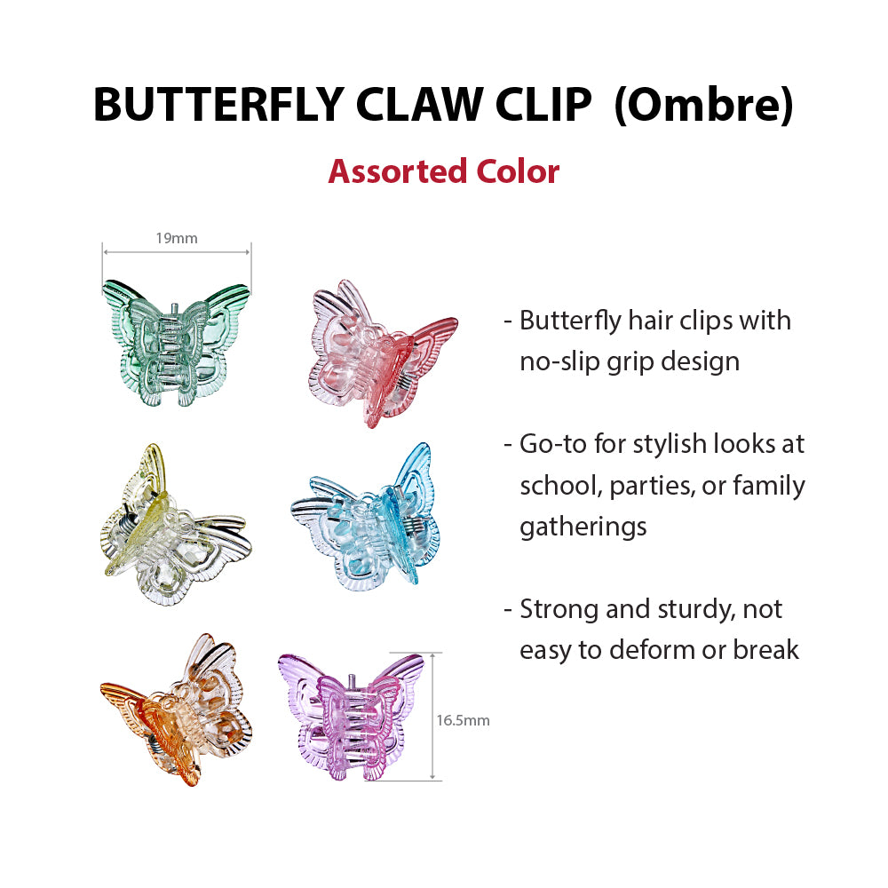 Kids Butterfly Claw Clip Ombre (24pcs)