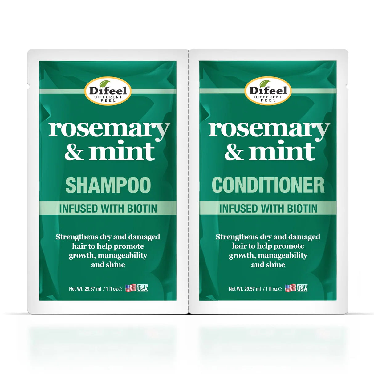 Difeel Rosemary Mint with Biotin Shampoo & Conditioner Combo Packet 2oz.