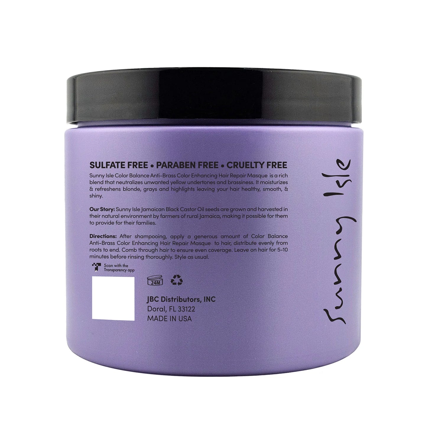 Sunny Isle Anti-Brass Color Enhancing Purple Hair Repair Masque 16oz
