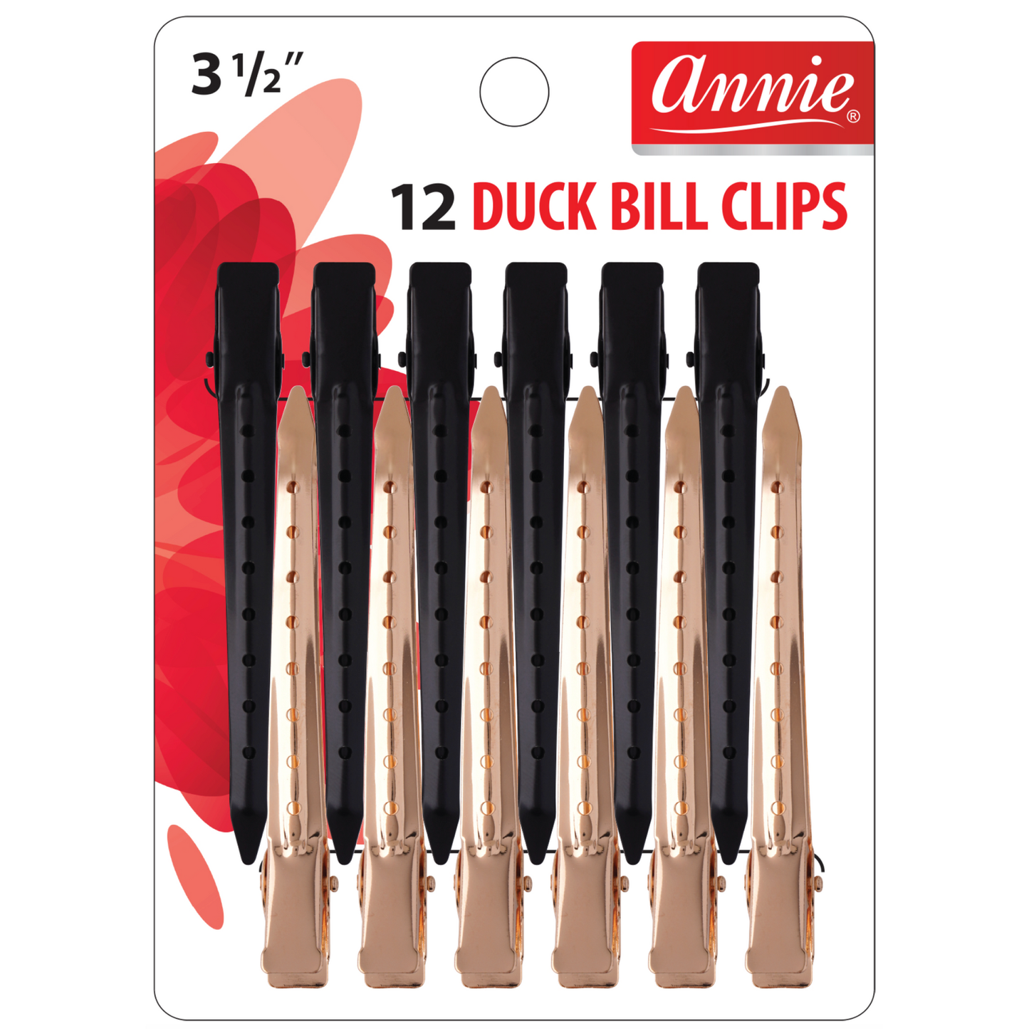 Annie Duck Bill Metal Hair Clips 3 1/2 Inch, 12 Count, Black & Gold