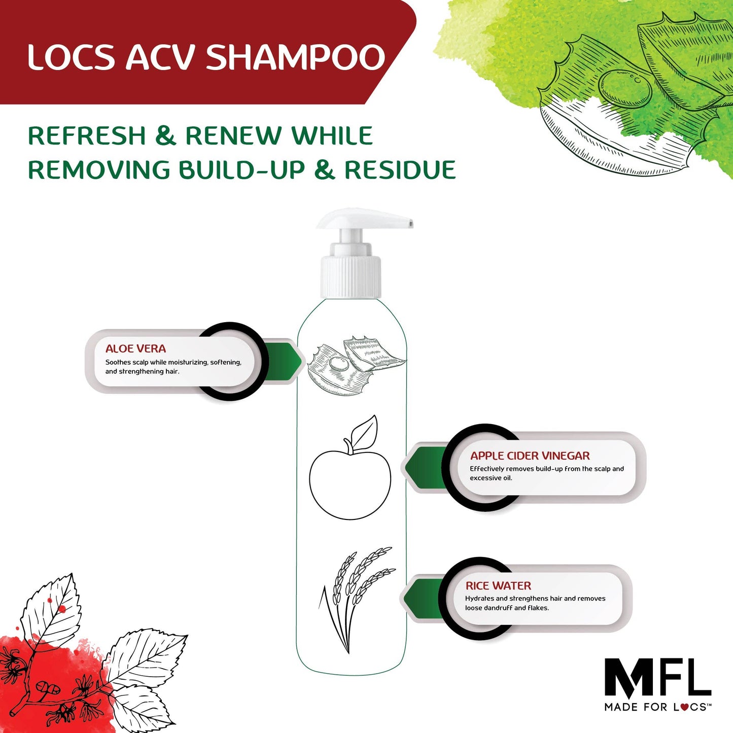 Locs Vegan Apple Cider Vinegar Shampoo |  8 oz