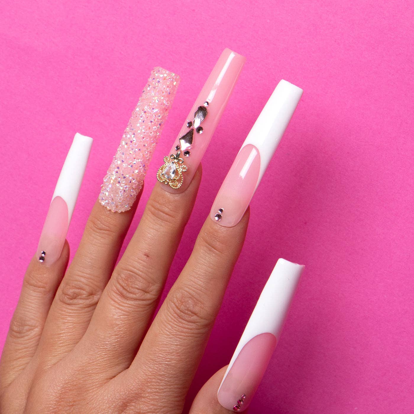 LOVFUL Sweet Elegance Handmade Reusable Full Cover Press on Nails H34: S / Regular / Square