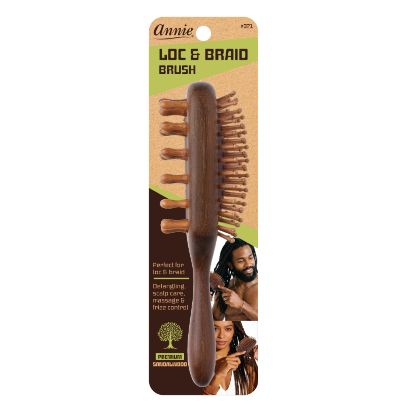 Annie Loc & Braid 2 in 1 Brush Rectangle, 1 Count, Sandalwood